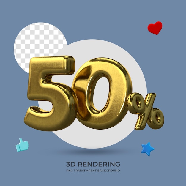 Promotion Poster 50 percent off gold color 3d rendering