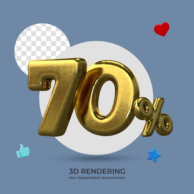 Promotion Poster 70 percent off gold color 3d rendering