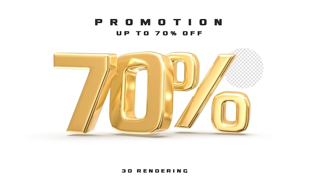 Promotion Up To 70 Off Banner 3d Gold