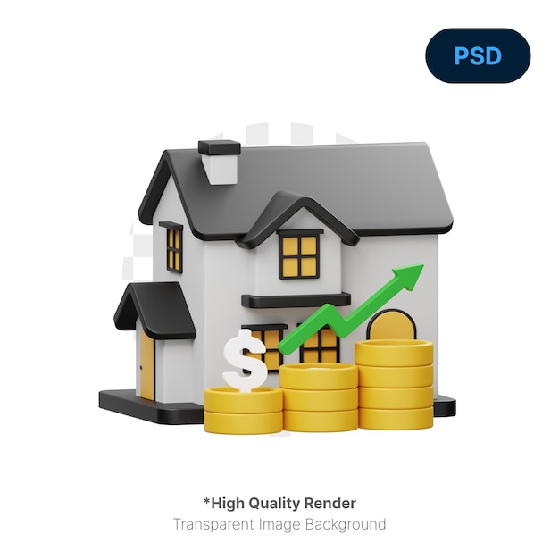 Property Growth Investment 3D Icon Premium Psd