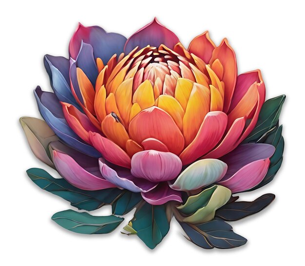 Protea Flower Illustration PSD