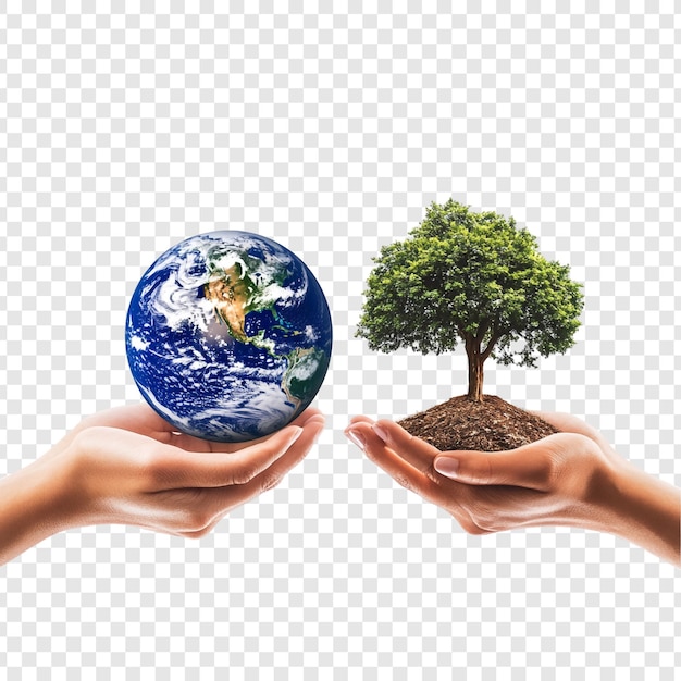 PSD protecting our planet hands holding earth and a tree