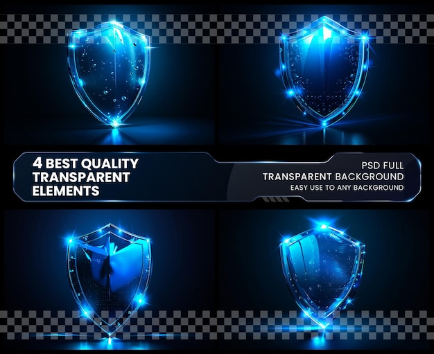 PSD protection shield effect futuristic light style on transparent background