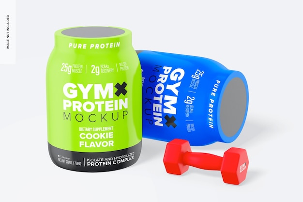 Protein Powder Container with Label Set Mockup