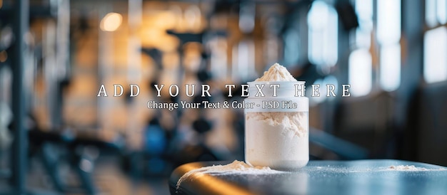 PSD protein powder in a gym setting