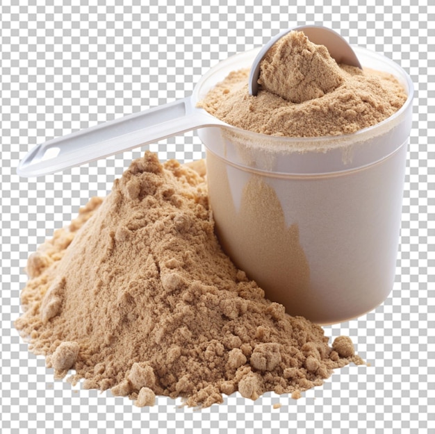 protein powder with plastic scoop transparent background