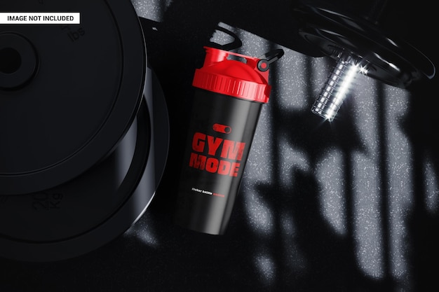 Protein shaker bottle fitness scene mockup