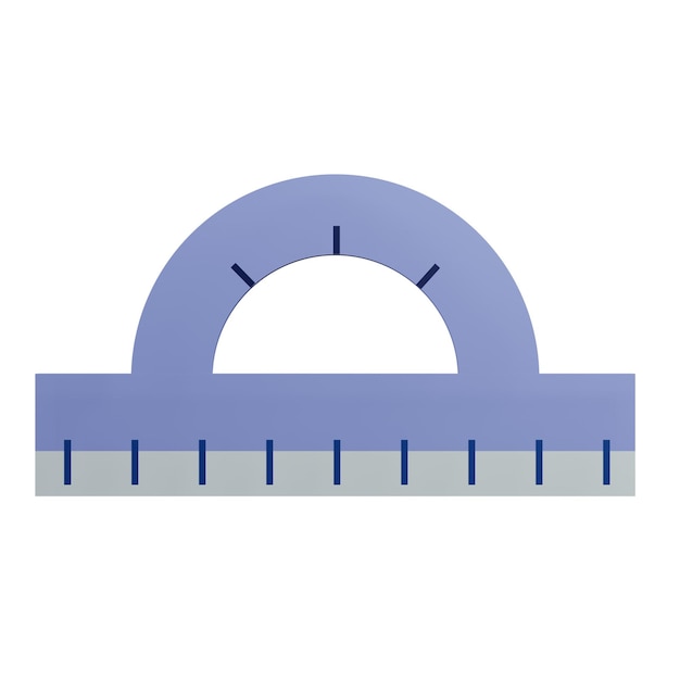 Protractor ruler 3D illustration with transparent background