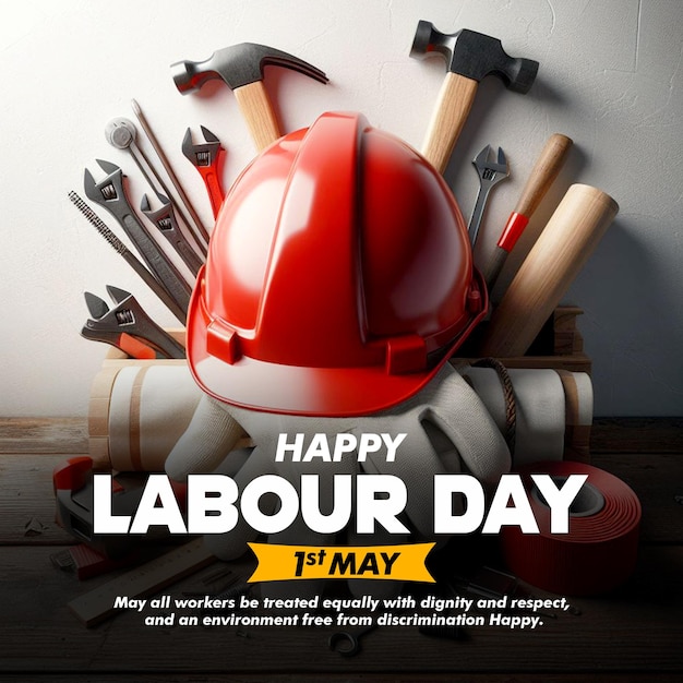 PSD 1st may Happy International Labour Day Background with labour day poster