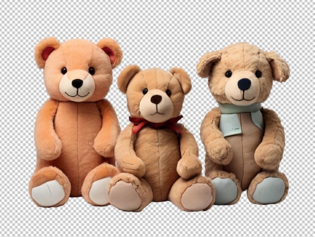 psd of a 3 stuff toys on transparent background