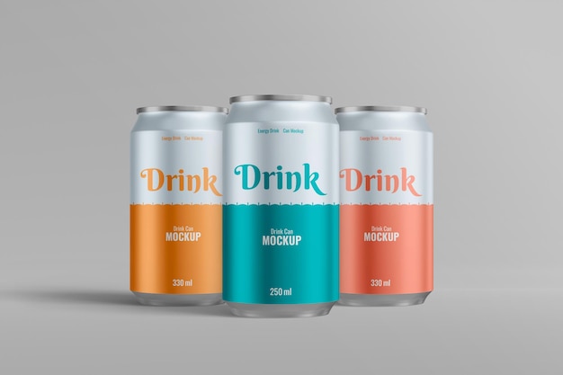 PSD 330ml Drink Cans Mockup