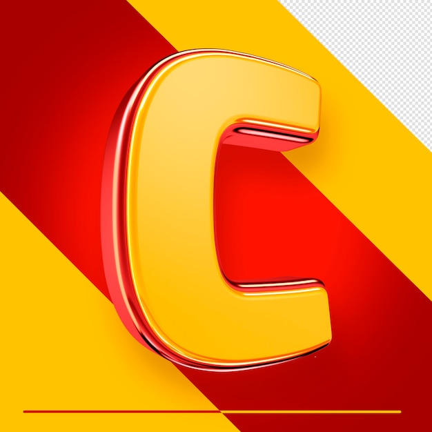 PSD psd 3d alphabet letter c isolated with red and yellow for compositions