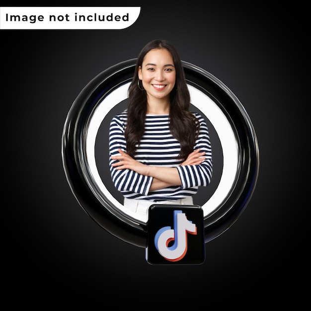 PSD psd 3d banner icon profile on tiktok