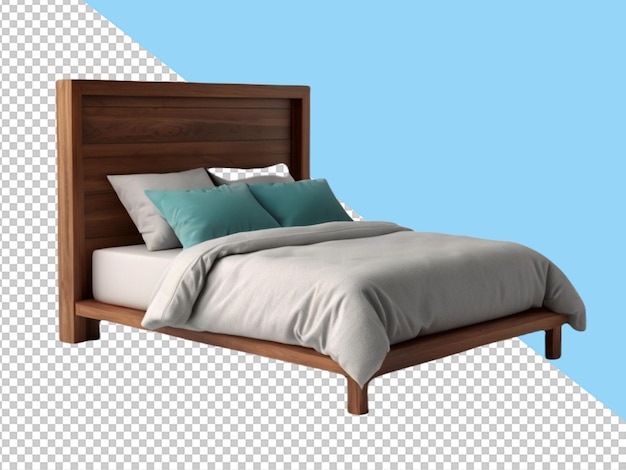 psd of a 3d bed on transparent background