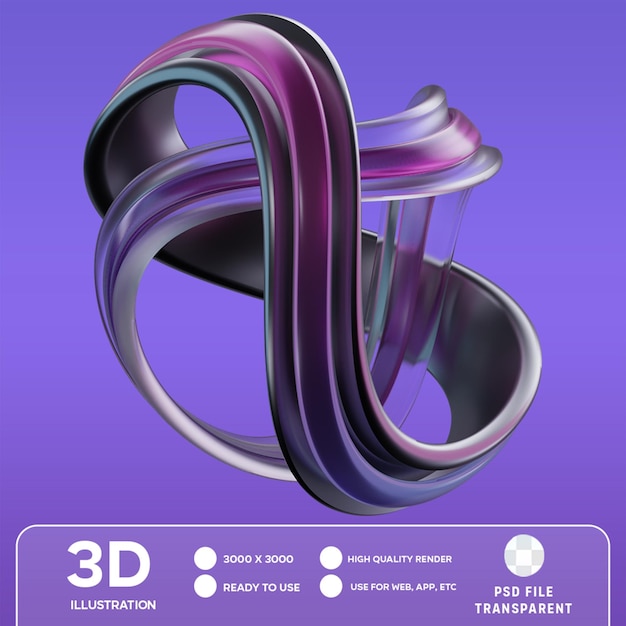 PSD psd 3d black chrome shape 3d illustration