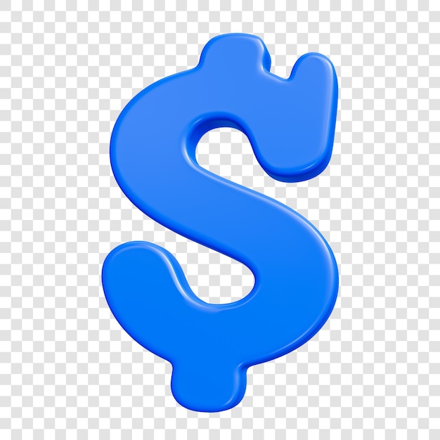 PSD 3d blue dollar symbol on transparent background