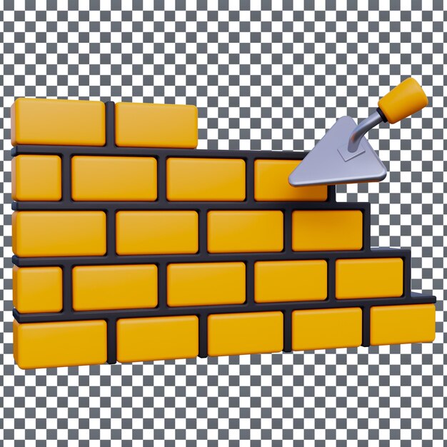 PSD 3D Brickwalicon icon on Isolated and transparent background