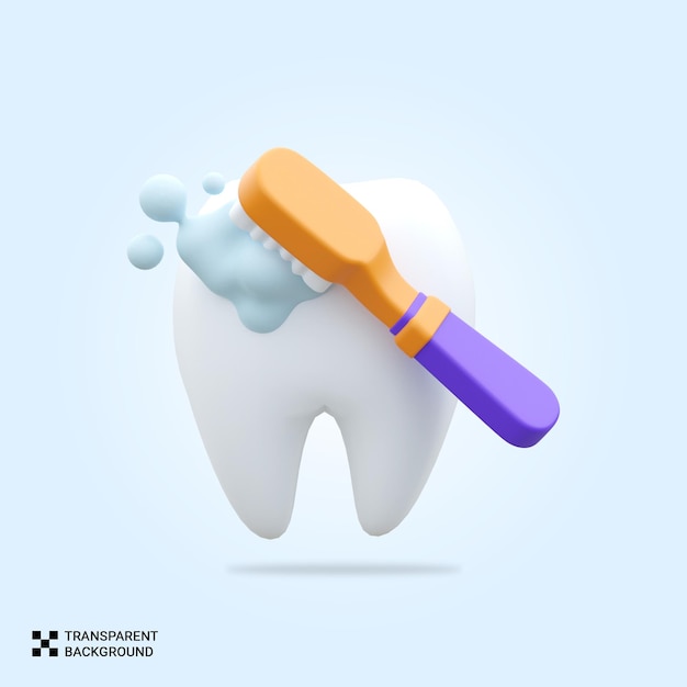 PSD 3D brushing tooth icon