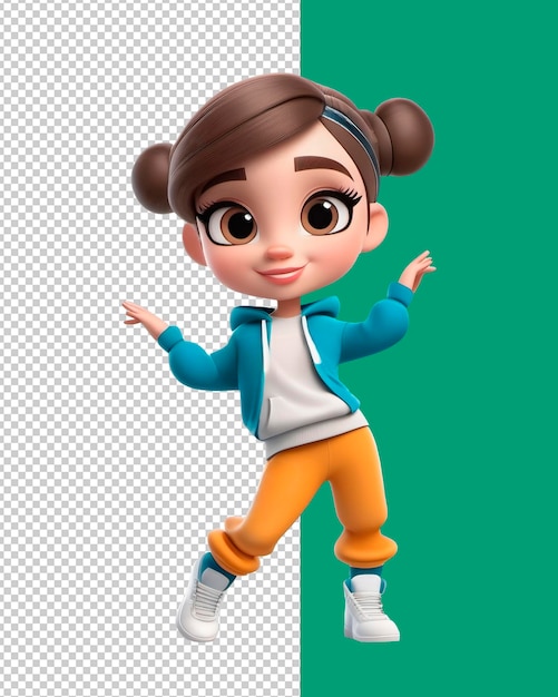 PSD 3d cartoon girl sport dancer