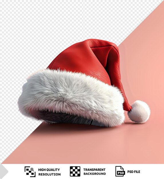 psd 3d cartoon santa hat png clipart featuring a white ball and a dark shadow png