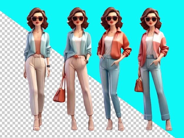 psd of a 3d cartoon women