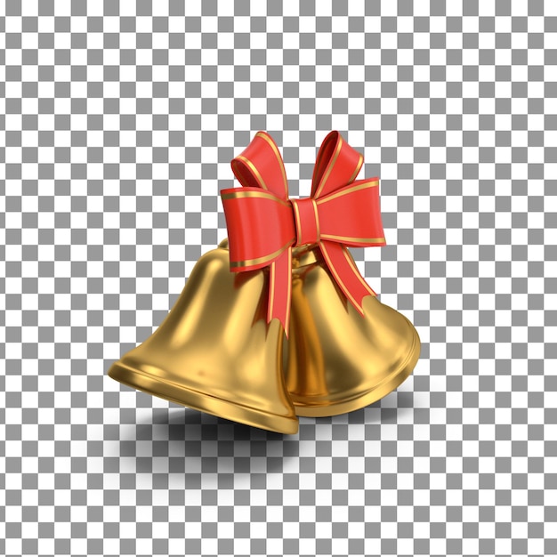 PSD 3D Christmas bell on isolated and transparent background