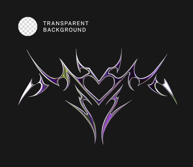 PSD 3d chrome metal of y2k heart icon