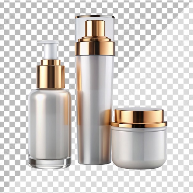 PSD of a 3d cosmetic bottles on transparent background