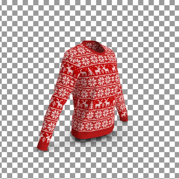 PSD 3D Cristmas sweater on isolated and transparent background