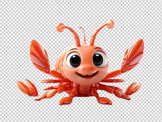 psd of a 3d cute Shrimps on transparent background