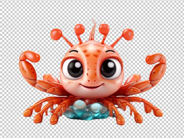 psd of a 3d cute Shrimps on transparent background