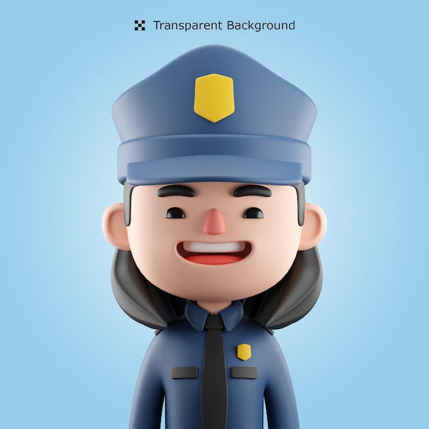 PSD 3d Female Police Officer Cartoon Avatar