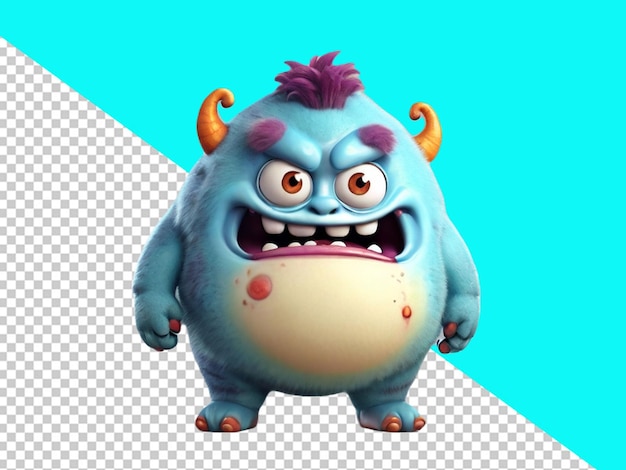 psd of a 3d funny cute monster