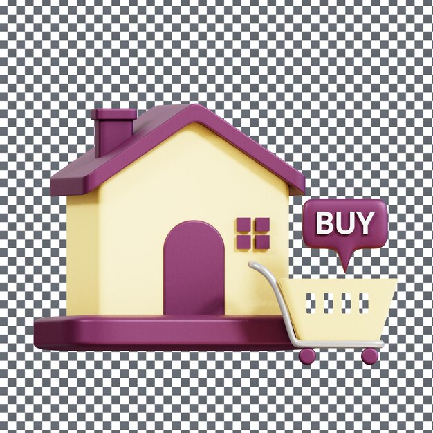 PSD psd 3d house icon on isolated and transparent background