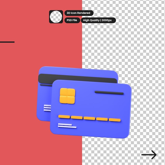 PSD 3D illustration of credit card