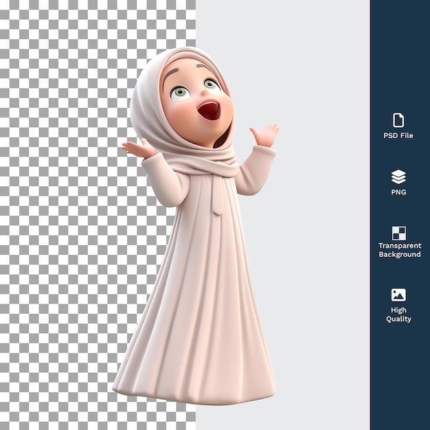 PSD 3d illustration of muslim woman exciting