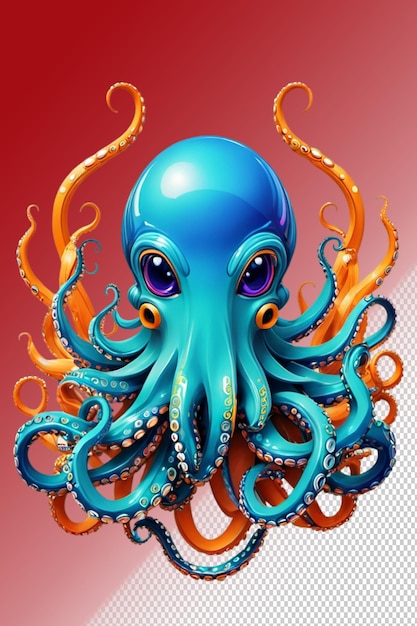 PSD 3d illustration Octopus isolated on transparent background