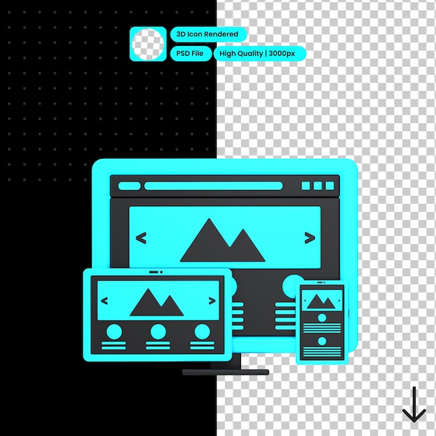 PSD psd 3d illustration of responsive design