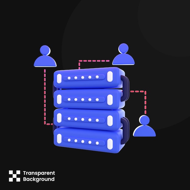 PSD psd 3d illustration of server connection sharing