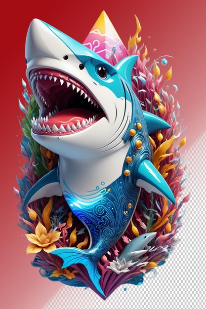 PSD 3d illustration Shark isolated on transparent background