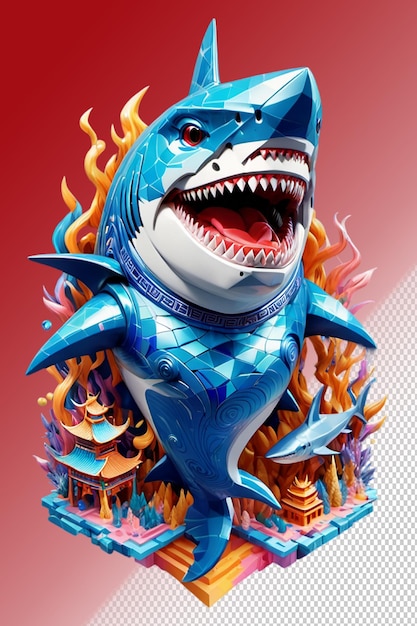 PSD 3d illustration Shark isolated on transparent background