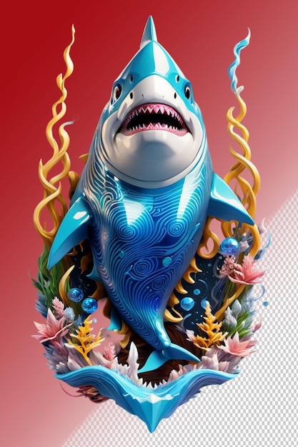 PSD 3d illustration Shark isolated on transparent background