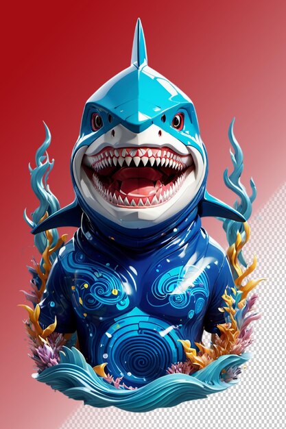 PSD 3d illustration Shark isolated on transparent background