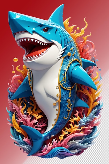 PSD 3d illustration Shark isolated on transparent background