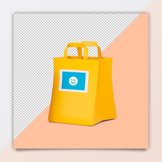 PSD 3d illustration of shoping bag icon