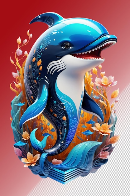 PSD 3d illustration Whale isolated on transparent background