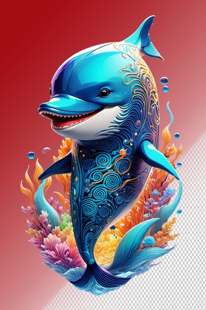 PSD 3d illustration Whale isolated on transparent background