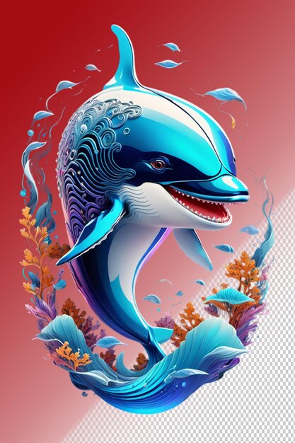 PSD 3d illustration Whale isolated on transparent background