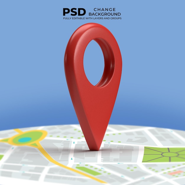 PSD 3D location icon GPS map