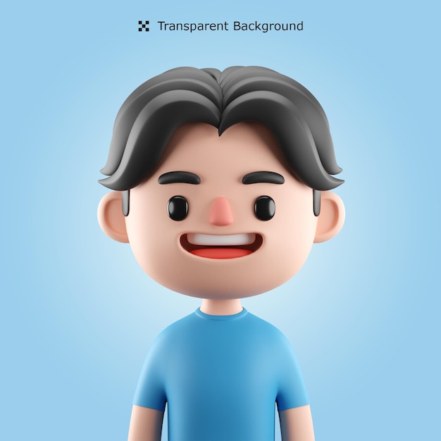 PSD 3d male cartoon character avatar isolated in 3d rendering